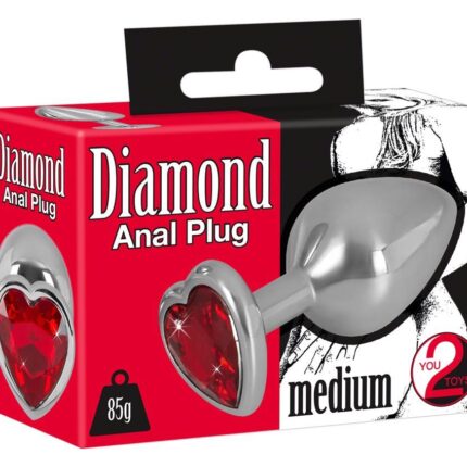 Ozdobny korek analny z sercem kryształek plug 8cm