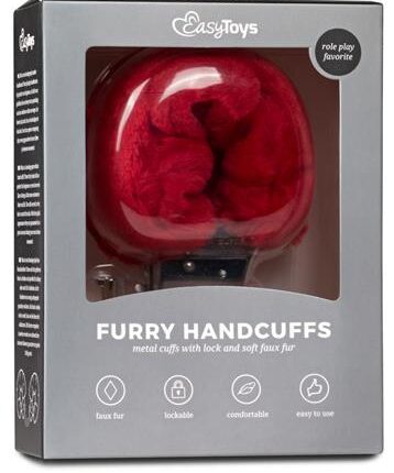 Kajdanki-furry handcuffs - red