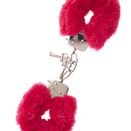 Kajdanki-METAL HANDCUFF WITH PLUSH RED
