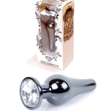 Długi stalowy korek plug analny z kryształem 2,7cm