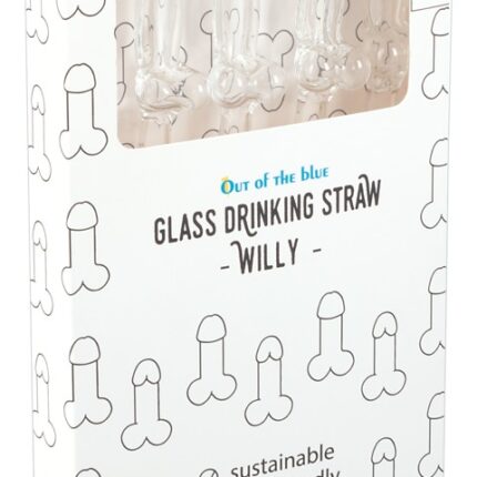 Glass Drinking Straw Willy x 4