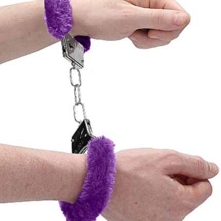 Kajdanki metalowe z futerkiem pluszem bdsm bondage