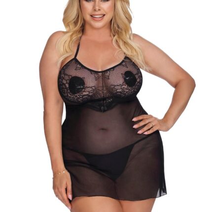 LIVA black chemise XL+ (czarna halka)