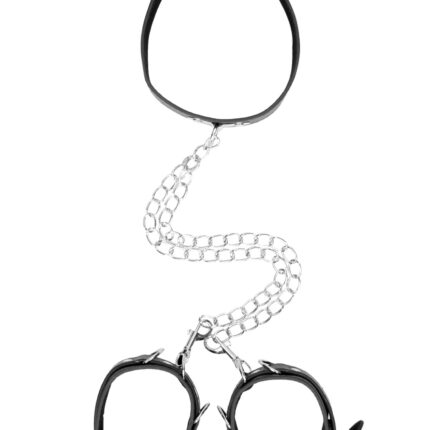 Bonded Leather Collar With Hand Cuffs