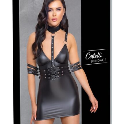 Bondage erotyczna sukienka z chokerem i paskami M
